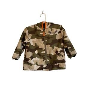 Avirex green camouflage jacket lightweight lined logo pockets vintage Size 3T